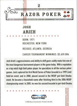 2006 Razor Poker #2 Josh Arieh Back